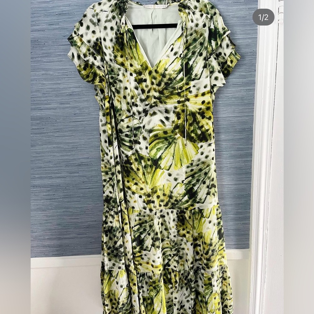 Marie Oliver Reid Midi Dress in Clover Palm